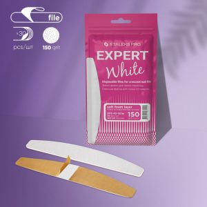 White disposable files for crescent nail file (soft base) Staleks Pro Expert 40, 150 grit (30 pcs)