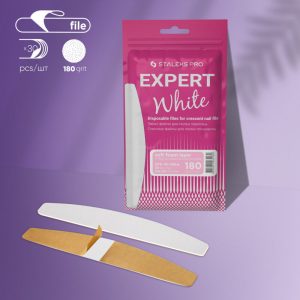 White disposable files for crescent nail file (soft base) Staleks Pro Expert 40, 180 grit (30 pcs)